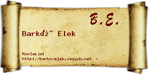 Barkó Elek névjegykártya